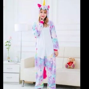 unisex adult rainbow and stars unicorn onesie
